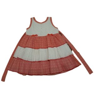 Red and White Cotton Sleeveless Frock for Toddlers