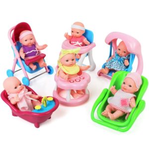 Pretend play set of babies and accessories