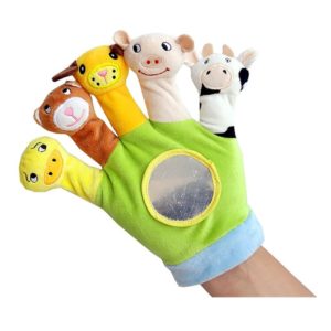 Finger puppet glove and three ergonomic balls